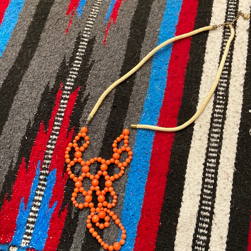 Coral and rope necklace